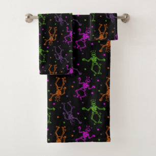 Halloween Dancing Skeletons Bad Handdoek