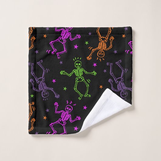 Halloween Dancing Skeletons Bad Handdoek (Wasdoekje)