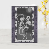 Halloween Dancing Skeletons Kaart (Gele Bloem)