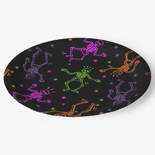Halloween Dancing Skeletons Papieren Bordje (Gekanteld)