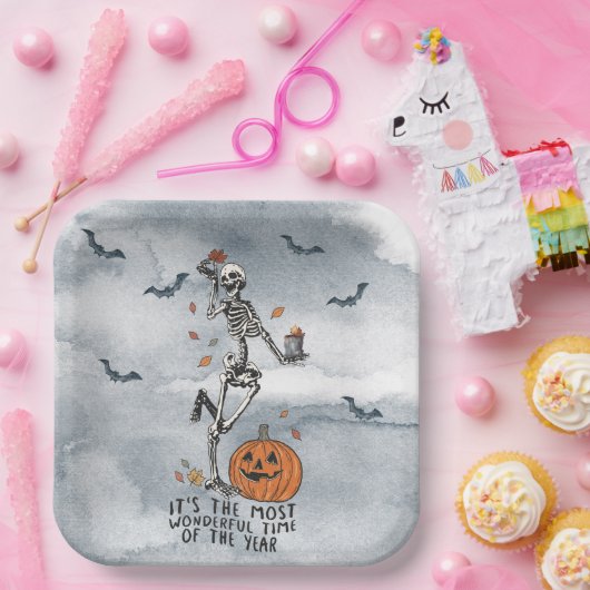 Halloween Dancing Skeletons Party Papieren Bordje (Feest)
