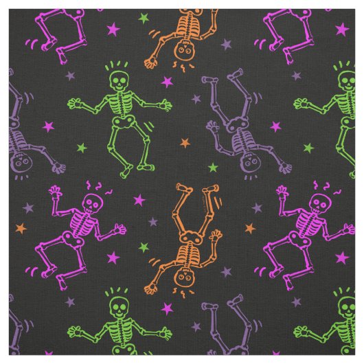 Halloween Dancing Skeletons Stof (Swatch)