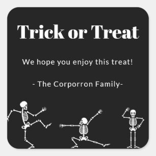 Halloween Dancing Skeletons Vierkante Sticker