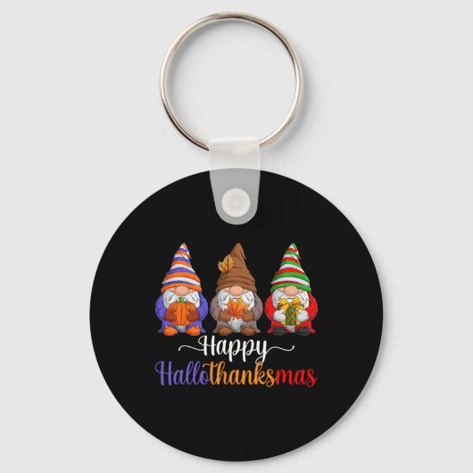 Halloween Dankdag Kerst Gelukkig Hallothanks Sleutelhanger (Voorkant)