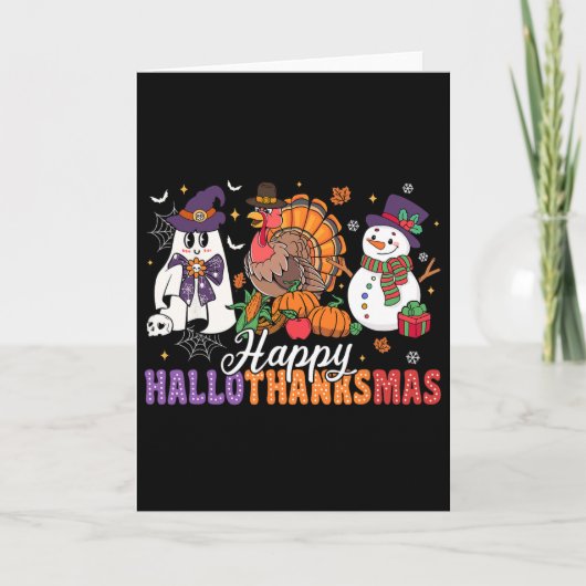 Halloween Dankdag Kerstmis Gelukkig Hallothanks Kaart (Voorkant)