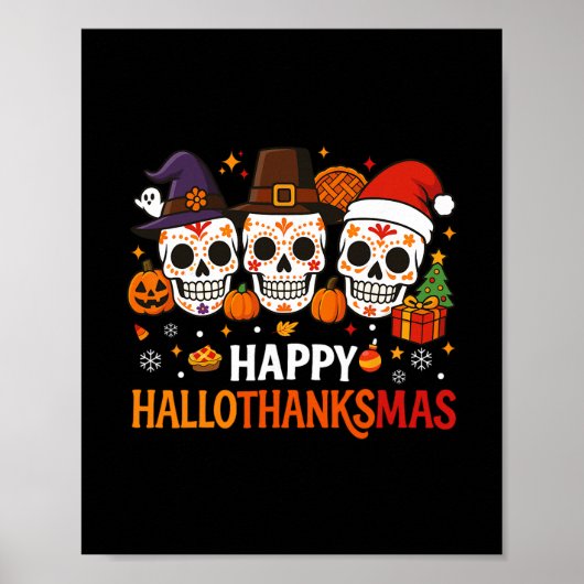 Halloween Dankdag Kerstmis Gelukkig Hallothanks Poster (Voorkant)