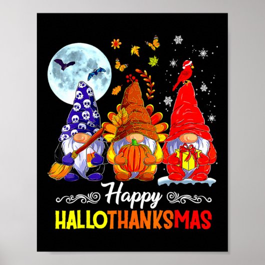 Halloween Dankdag Kerstmis Gelukkig Hallothanks Poster (Voorkant)