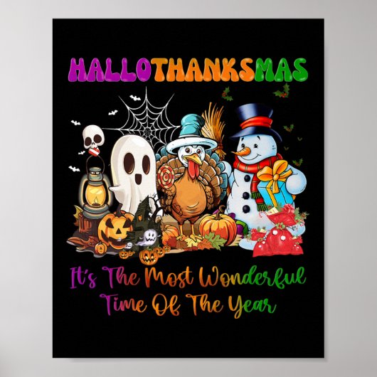 Halloween Dankdag Kerstmis Gelukkig Hallothanks Poster (Voorkant)