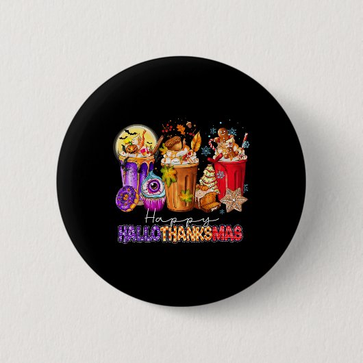 Halloween Dankdag Kerstmis Gelukkig Hallothanks Ronde Button 5,7 Cm (Voorkant)