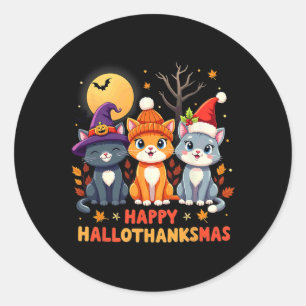 Halloween Dankdag Kerstmis Gelukkig Hallothanks Ronde Sticker