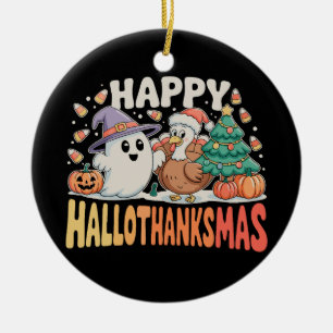 Halloween Dankdag Kerstmis HalloDankMas Keramisch Ornament