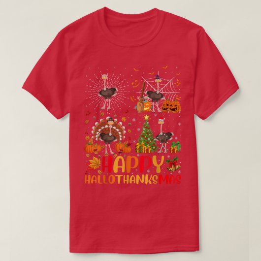 Halloween Dankdag Kerstmis Struisvogel Vogel Hal T-shirt (Design voorkant)