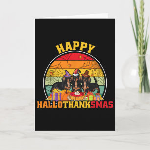 Halloween Dankdag Kerstmis Wiener Gelukkig Kerstfe Kaart