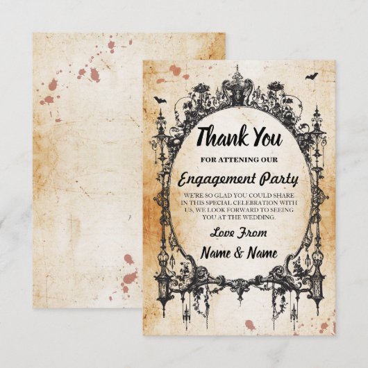 Halloween Dankjewel Bruiloft Gotische Frame Kaart (Voorkant / Achterkant)