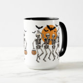 Halloween Dansend Skelet Dans Pompoen Mok (Voorkant rechts)