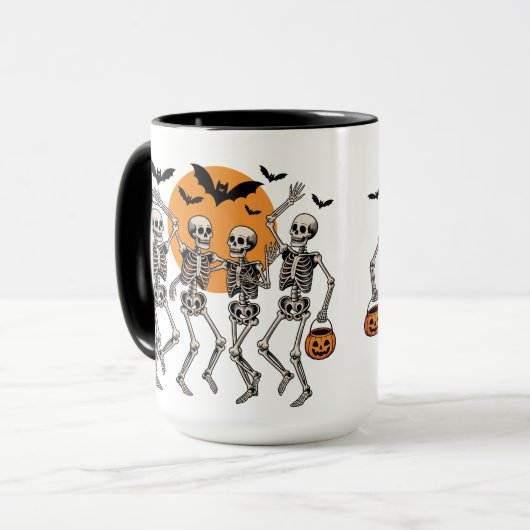 Halloween Dansend Skelet Dans Pompoen Mok (Voorkant links)