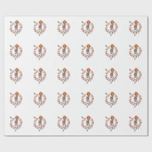 Halloween Dansend Skelet Pompoen Hoofd Herfstblad Cadeaupapier