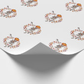 Halloween Dansend Skelet Pompoen Hoofd Herfstblad Cadeaupapier (Hoek)