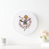 Halloween Dansend Skelet Pompoen Hoofd Herfstblad Grote Klok (Huis)