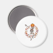 Halloween Dansend Skelet Pompoen Hoofd Herfstblad Magneet (Voorkant / Achterkant)