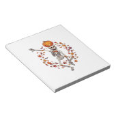 Halloween Dansend Skelet Pompoen Hoofd Herfstblad Notitieblok (Schuin)