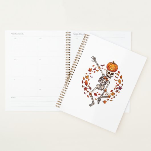 Halloween Dansend Skelet Pompoen Hoofd Herfstblad Planner (Display)