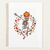 Halloween Dansend Skelet Pompoen Hoofd Herfstblad Planner (Voorkant)