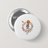 Halloween Dansend Skelet Pompoen Hoofd Herfstblad Ronde Button 5,7 Cm (Voorkant /achterkant)