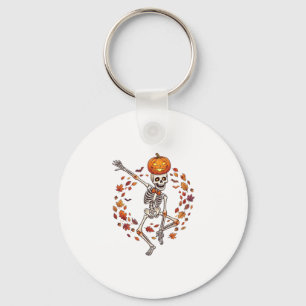 Halloween Dansend Skelet Pompoen Hoofd Herfstblad Sleutelhanger
