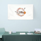 Halloween Dansend Skelet Pompoen Hoofd Herfstblad Spandoek (Beurs)