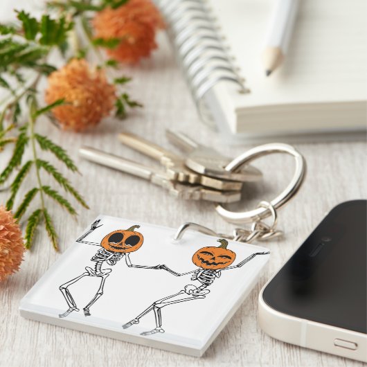 Halloween Dansend Skelet Sleutelhanger (Voorkant Rechts)