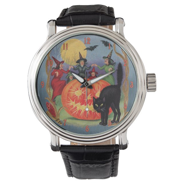 Halloween dansende heksen Horloge (Voorkant)