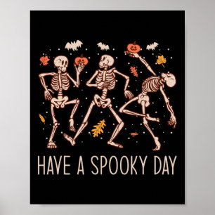 Halloween dansende skeletten hebben een spookachti poster