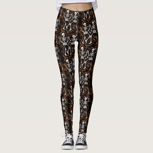 Halloween Dansende Skeletten Leggings (Voorkant)
