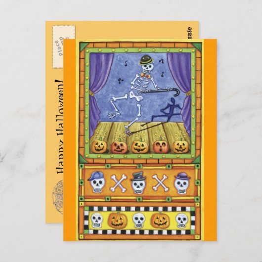 Halloween Danskeleton Briefkaart (Voorkant / Achterkant)