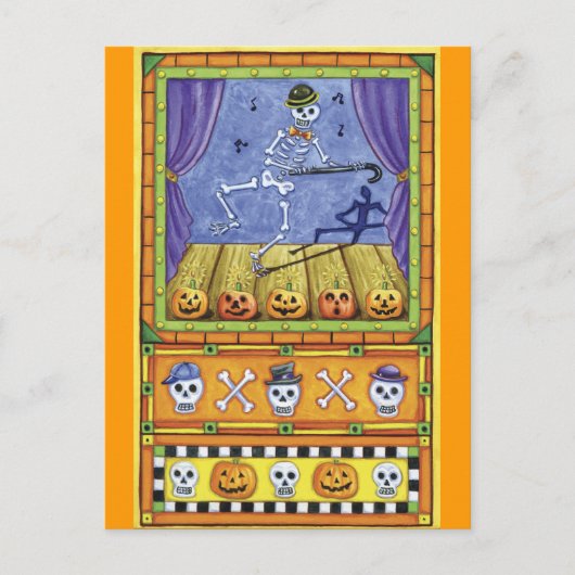 Halloween Danskeleton Briefkaart (Voorkant)