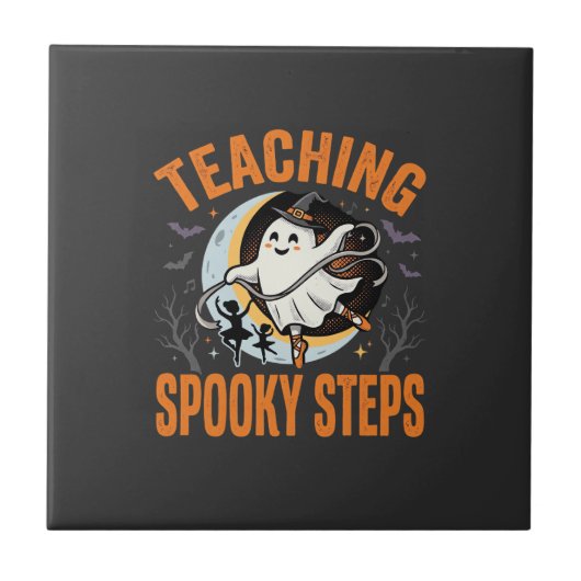 Halloween Dansleraar Spookstappen Tegeltje (Voorkant)