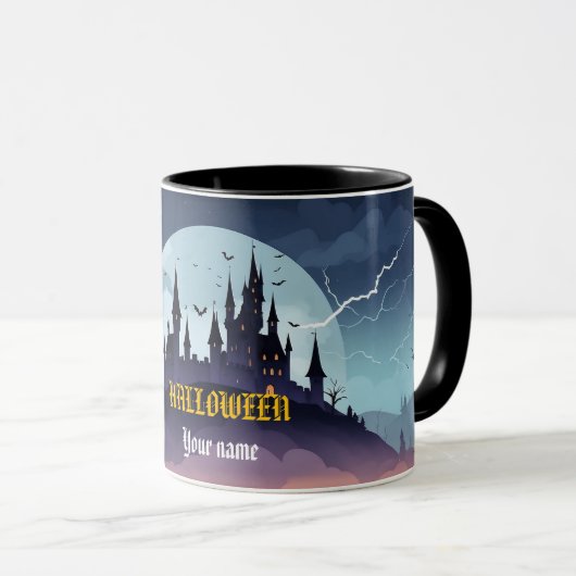 Halloween Dark Castle personalisatie Mok (Voorkant rechts)