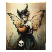 Halloween Dark Fairy met pompoen en schedel Foto Afdruk (Voorkant)