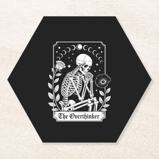 Halloween Dark Gothic Skeleton Overthinker Kartonnen Onderzetters (Voorkant)