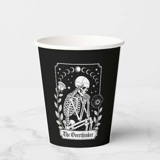 Halloween Dark Gothic Skeleton Overthinker Papieren Bekers (Voorkant)