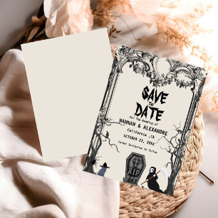 Halloween Dark Moody Gothic Bruiloft Save The Date