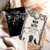 Halloween Dark Moody Gothic Bruiloft Save The Date