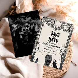 Halloween Dark Moody Gothic Bruiloft Save The Date