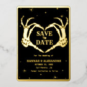 Halloween Dark Moody Gothic Bruiloft Save The Date Folie Uitnodiging (Voorkant)