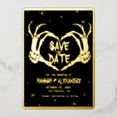 Halloween Dark Moody Gothic Bruiloft Save The Date Folie Uitnodiging (Voorkant)