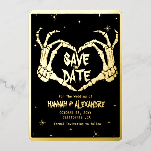 Halloween Dark Moody Gothic Bruiloft Save The Date Folie Uitnodiging (Voorkant)