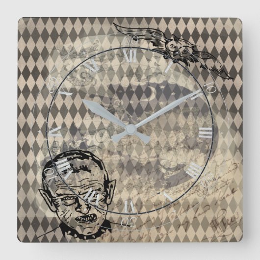 Halloween Dark Occult  Vampire Vierkante Klok (Voorkant)