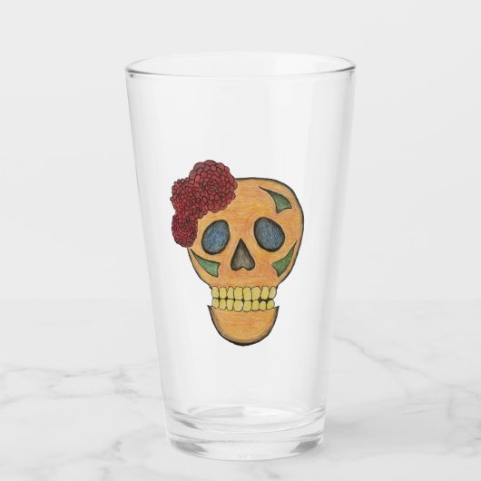 Halloween Day of the Dead Sugar Skull Glas (Voorkant)
