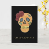 Halloween Day of the Dead Sugar Skull Greeting Kaart (Gele Bloem)